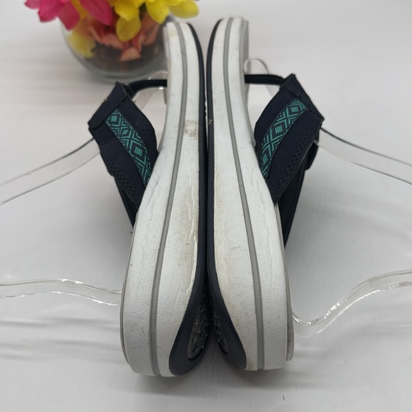 Skechers Navy Teal Emboridered Relaxed Fit Flip Flop  with Memory Foam Size 9 - Picture 4 of 7